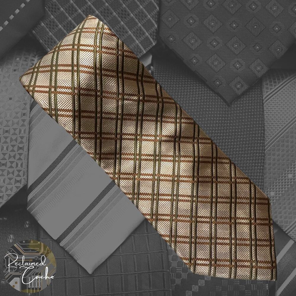 Gold and Green Diagonal Stripes Tie